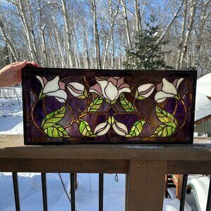 Stained Glass Panel - Tiffany Style, Purple 25" x 11"